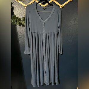 Quince Blue Long Sleeve Dress